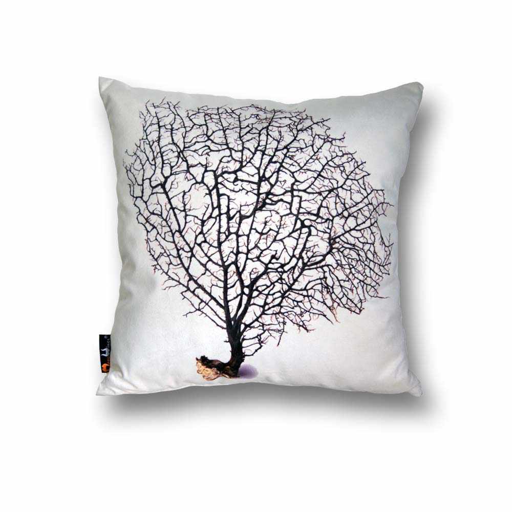 Coral Square Cushion Cover - Black on Cream, 45 x 45 cm