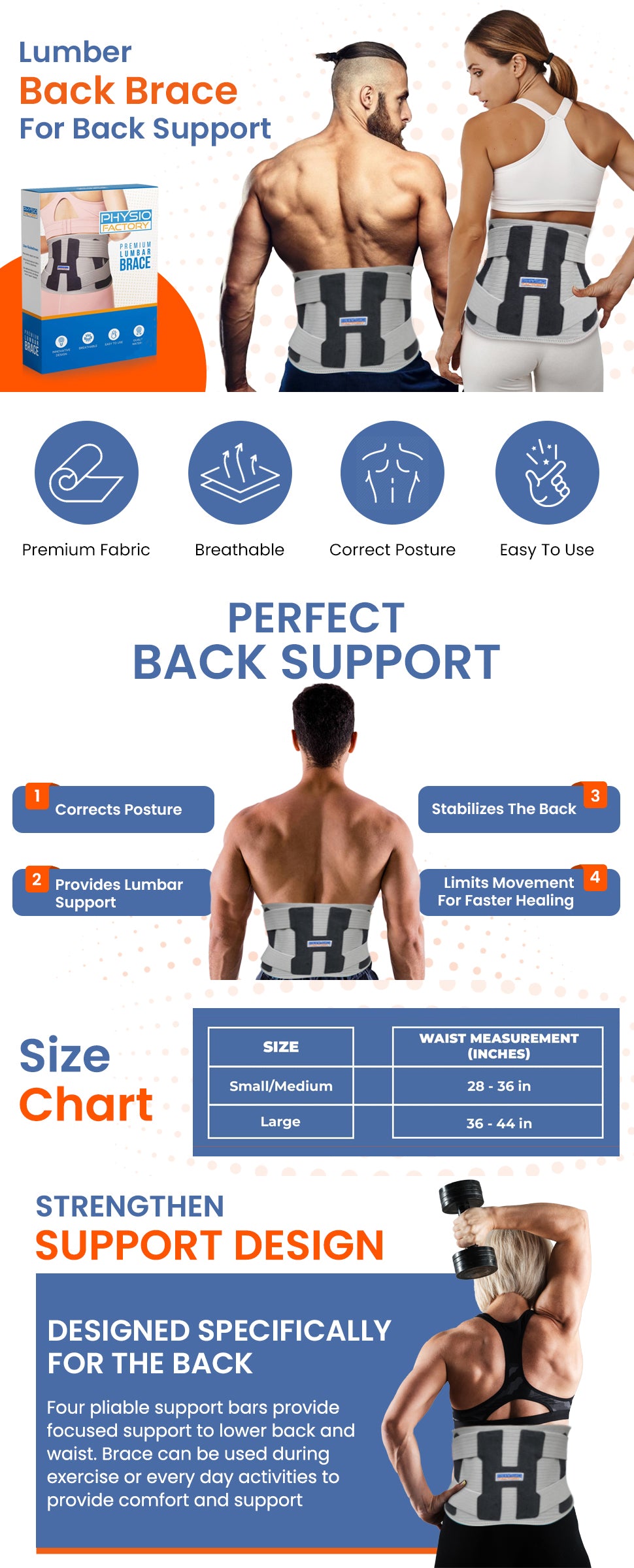 Aus Physio ELITE PRO Back Support Brace Full Support. - Support for  Australians