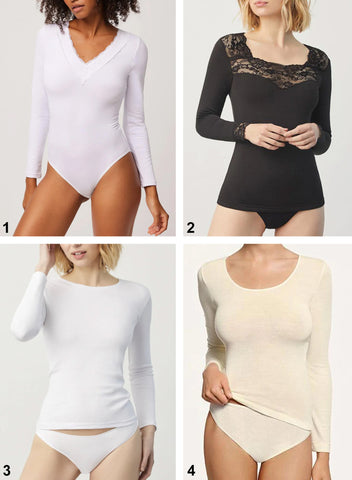 White thermal lace trim body-top, black thermal lace top, vests and tops