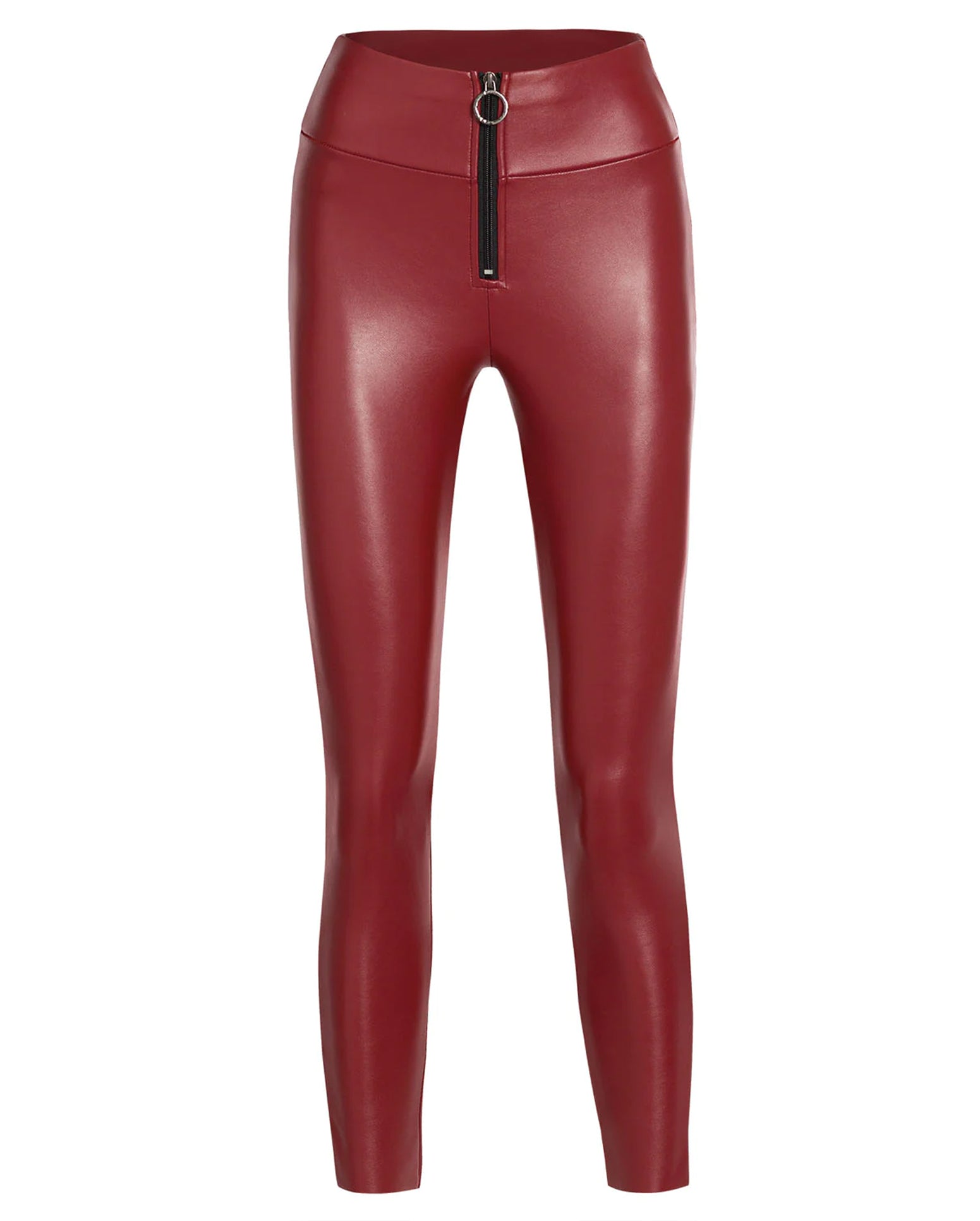 HIGH WAISTED FAUX LEATHER LEGGINGS | Red | VILA®