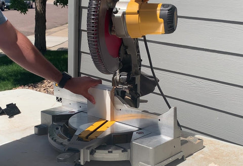Line up your mark to the miter saw blade for a reference