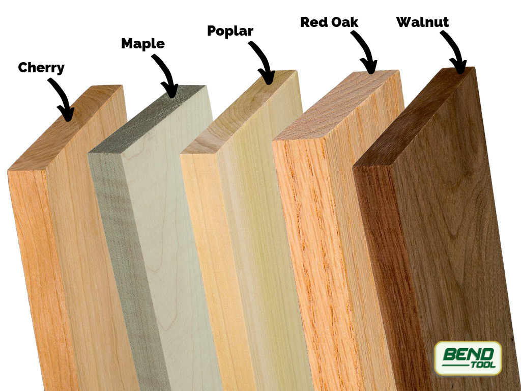 Each of the common woods for baseboards – Cherry, Maple, Poplar, Red Oak, Walnut. Each wood offers its own look and grain style.