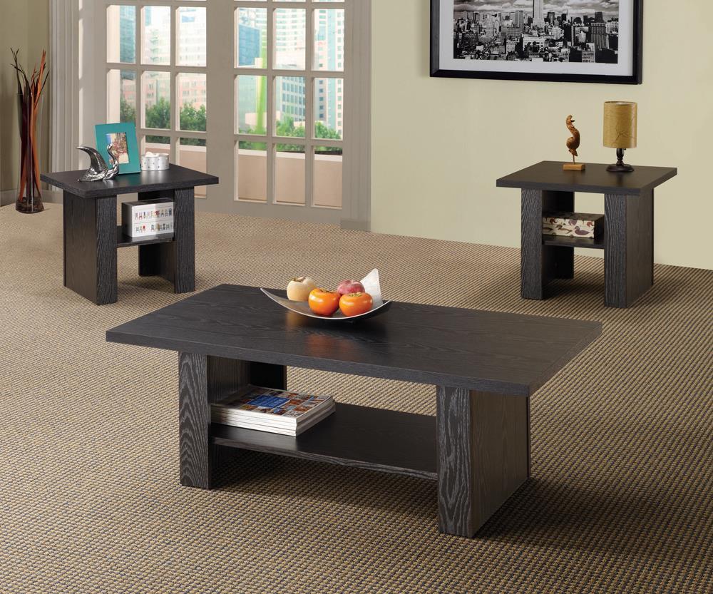 3-piece Occasional Table With Lower Storage Shelf Set - Gray