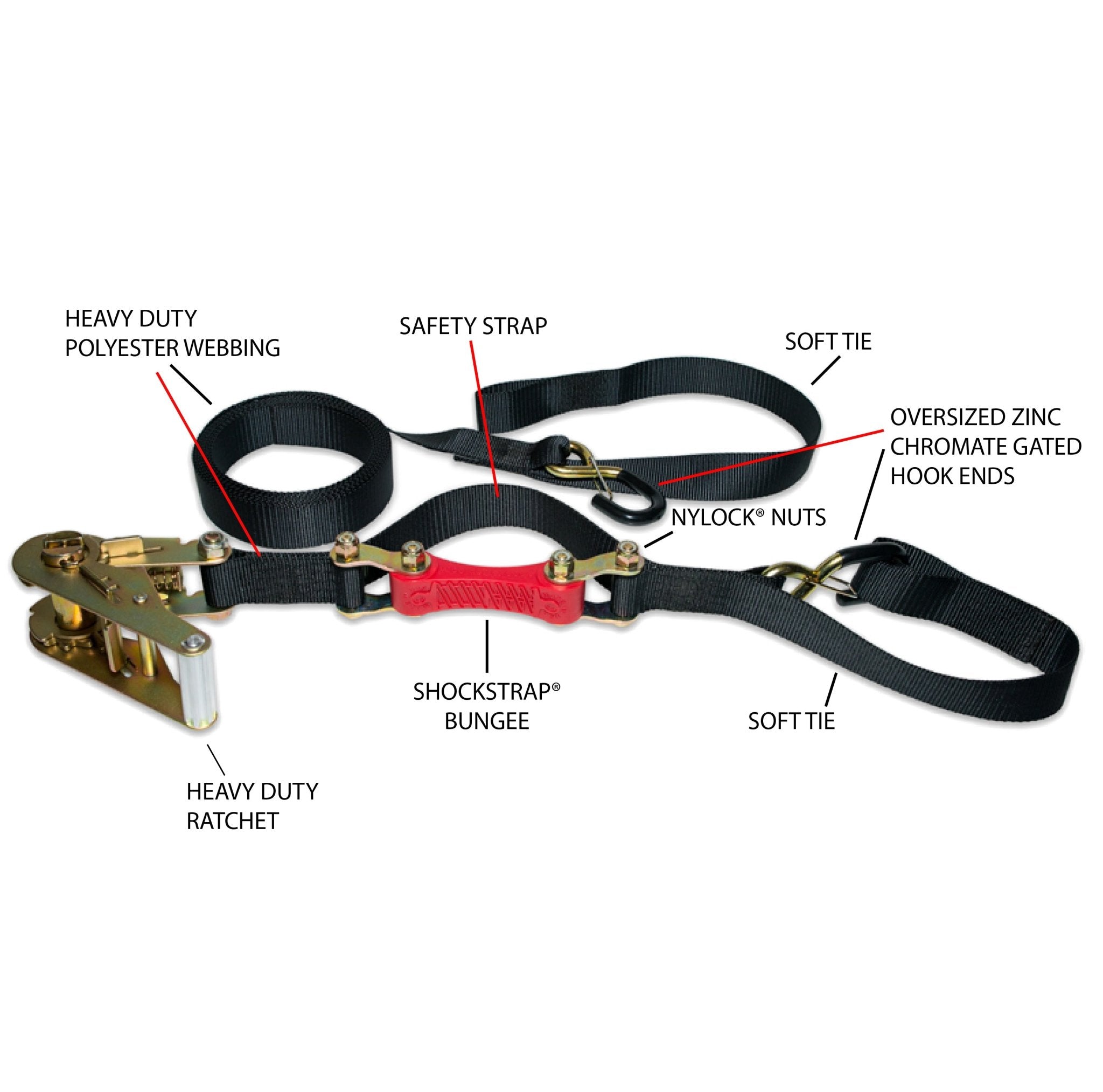 ShockStrap® 7ft x 1.5in Ratchet Strap, ATV, UTV, SxS Ratchet Strap