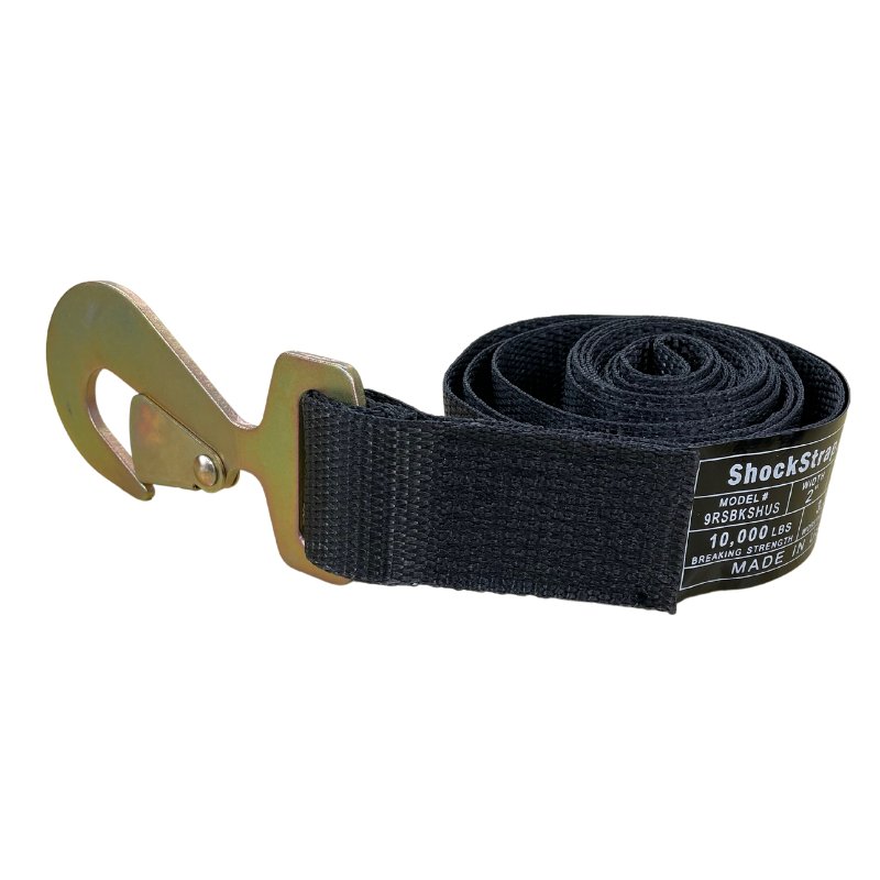 7ft x 1.5in ShockStrap Ratchet Strap with Clip Hook, Premium Polyester  Webbing, 3k Break Strength, 1k Working Load Limit