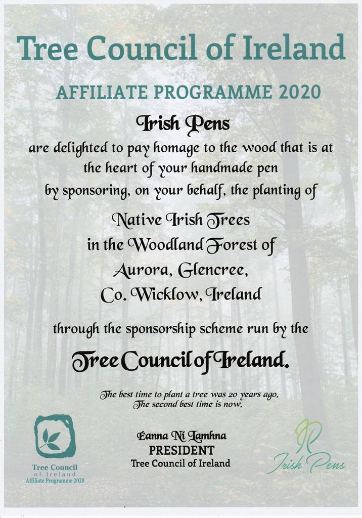 Irish Pens Tree sponsorship cert