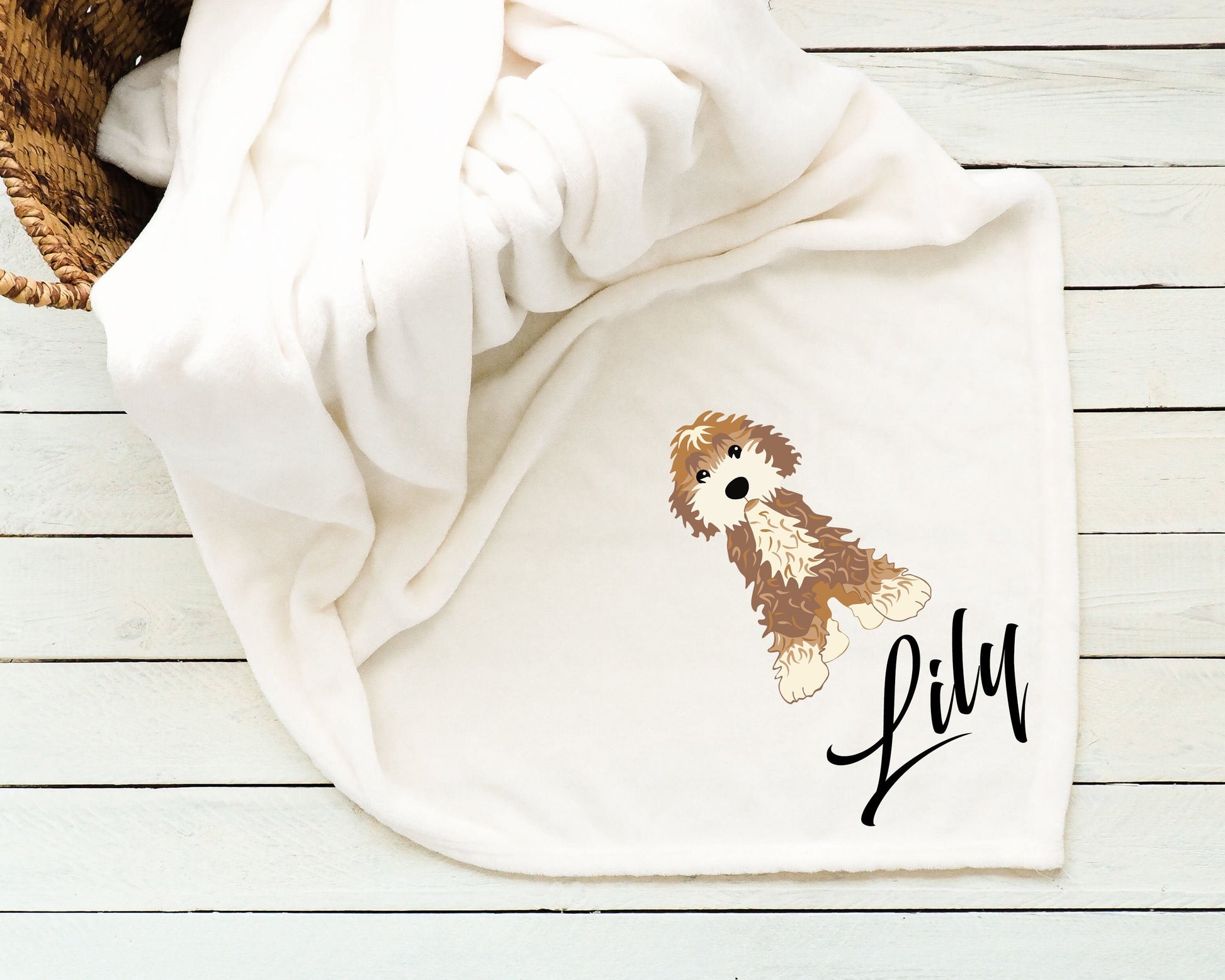 Personalised Printed Cavapoo Dog Blanket, Various Dog Colours , Puppy Blanket, Dog Throw, Custom Dog Blanket, Dog Lover gift