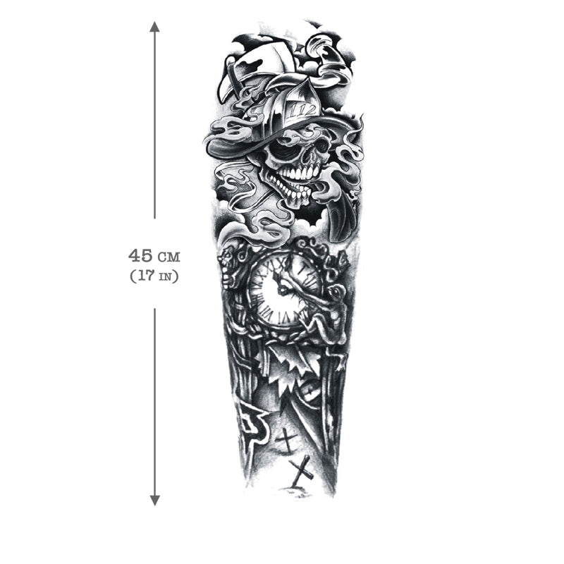 Time Skull Sleeve - INKOTATTOO