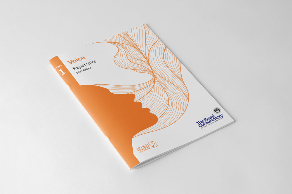 The Royal Conservatory of Music Voice Repertoire 1 book cover with an orange vocal design