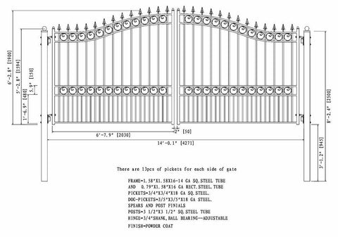 Aleko Steel Dual Swing Driveway Gate - LONDON Style - 14 x 6
