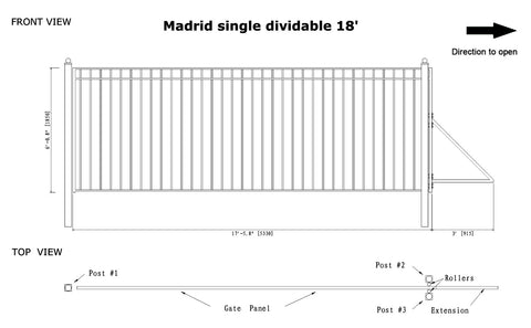 Aleko Steel Sliding Driveway Gate - MADRID Style - 18 x 6 