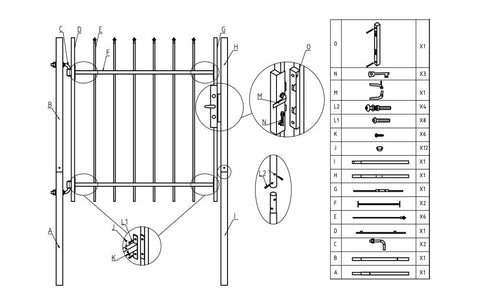 Aleko DIY Steel Pedestrian Gate Kit - ATHENS Style - 3 x 5