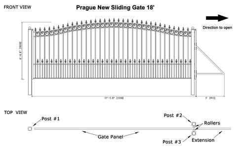 Aleko Steel Sliding Driveway Gate - PRAGUE Style - 18 x 6