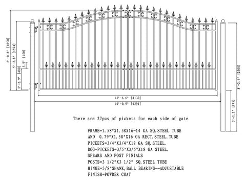 Aleko Steel Single Swing Driveway Gate - ST.PETERSBURG Style