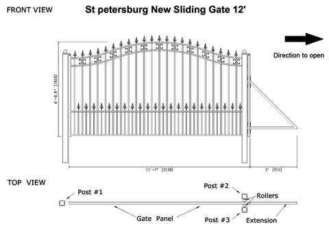 Aleko Steel Sliding Driveway Gate - ST.PETERSBURG Style - 12