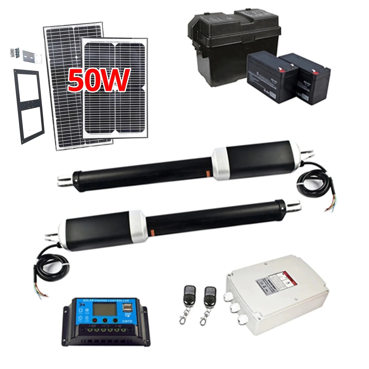 Aleko Dual Swing Gate Operator - GG1700/AS1700 AC/DC - Solar Kit 50W