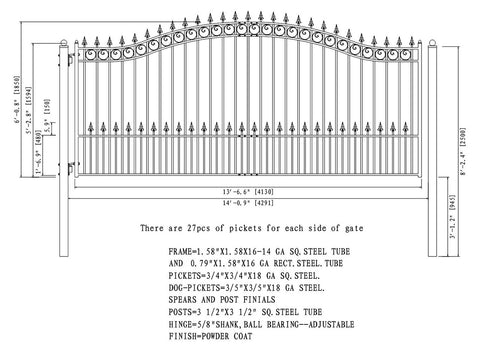 Aleko Steel Single Swing Driveway Gate - PRAGUE Style - 14 x