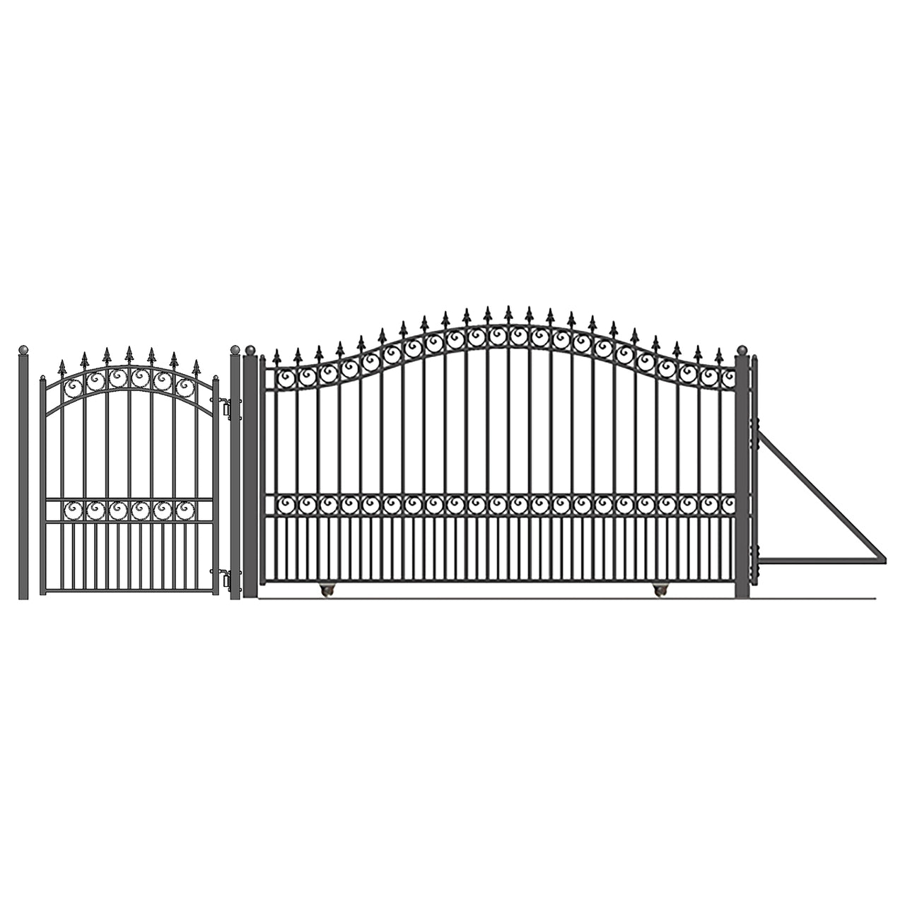 Aleko Steel Sliding Driveway Gate - 16 ft with Pedestrian Gate - 5 ft - LONDON Style