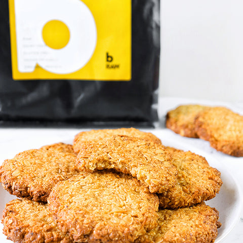 A plate of vegan protein anzac day cookies