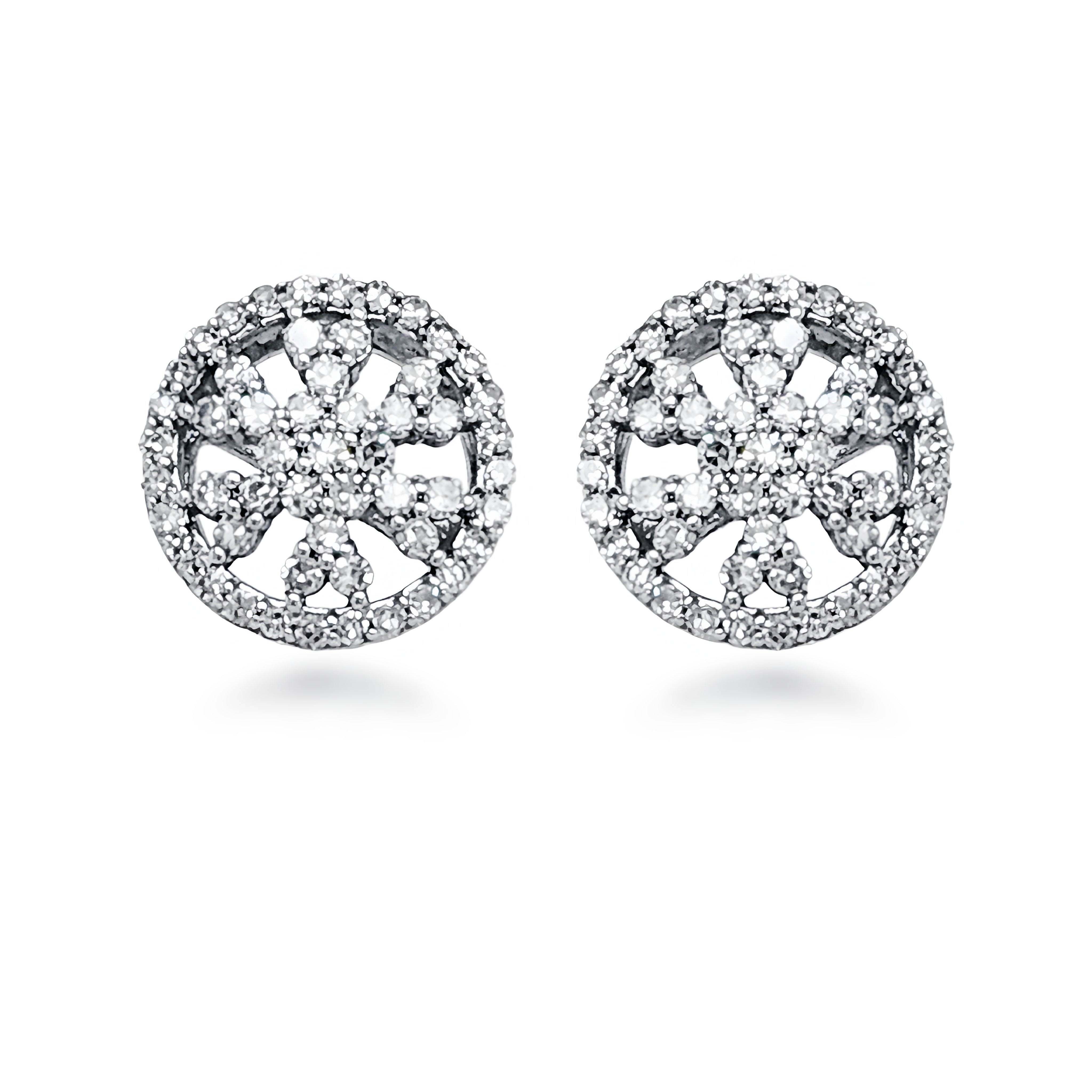 14K Gold And Diamond Round Stud Earring