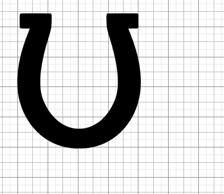 black horse shoe graphic shown on graph paper background