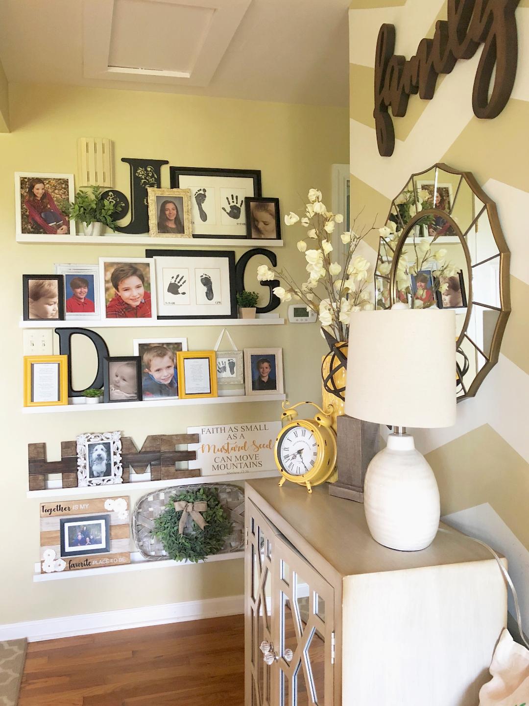 gallery wall with family photos