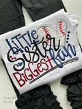 Little Sister Baseball shirt or bodysuit for girls - customize with team colors - Darling Little Bow Shop