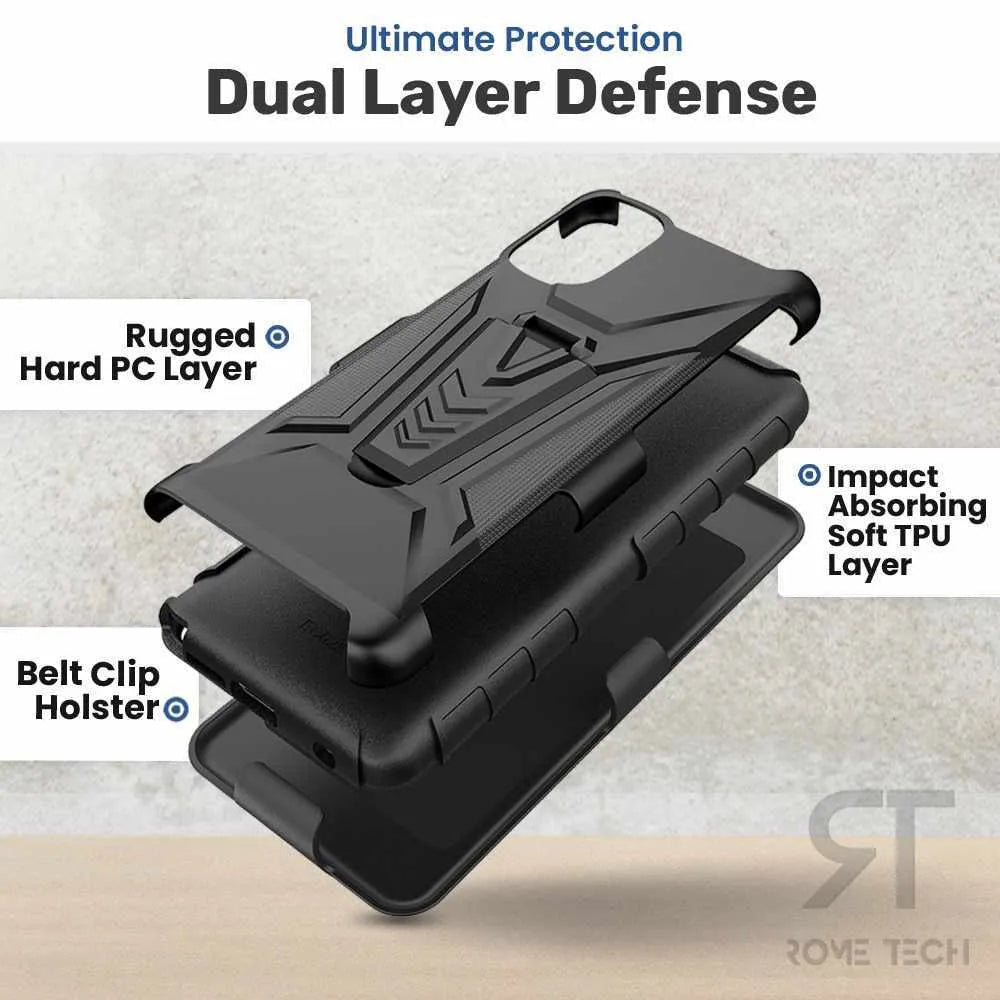 Apple iPhone 14 Plus Dual-Layer Holster Case with Kickstand