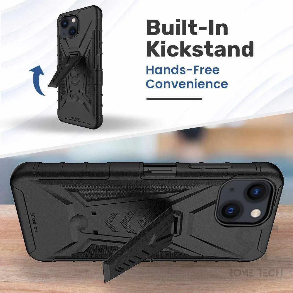 Apple iPhone 14 Plus Dual-Layer Holster Case with Kickstand