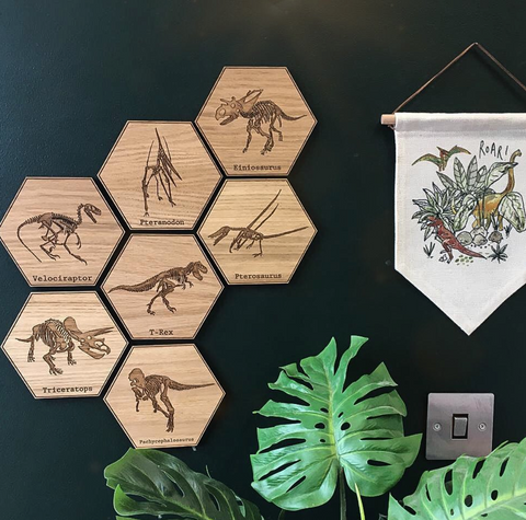 Bear and Rose Dinosaur Wall Tiles