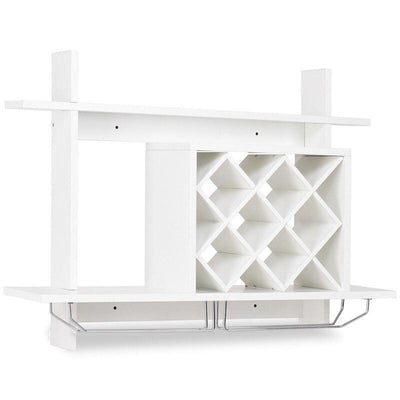 Wall Mount Wine Rack Glass Holder Storage Shelf