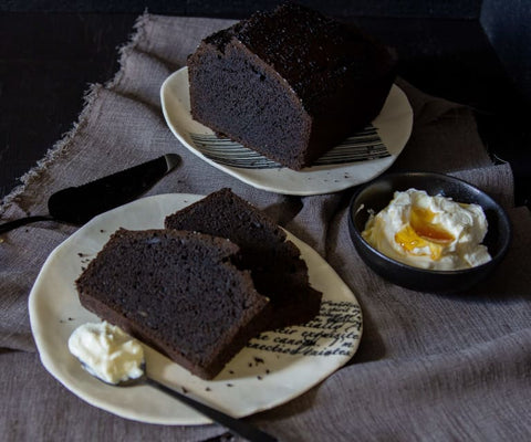 Black tahini brownie bread