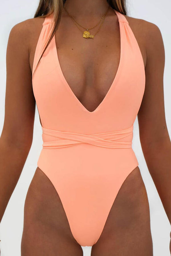 Single Strap Belted High Rise Swimsuit