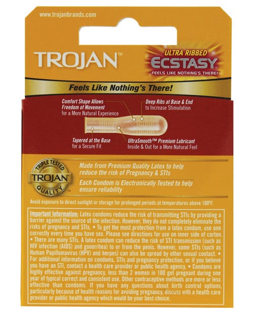 Trojan Ultra Ribbed Ecstasy Condoms Box Of 3 By Trojan Sex Toys 