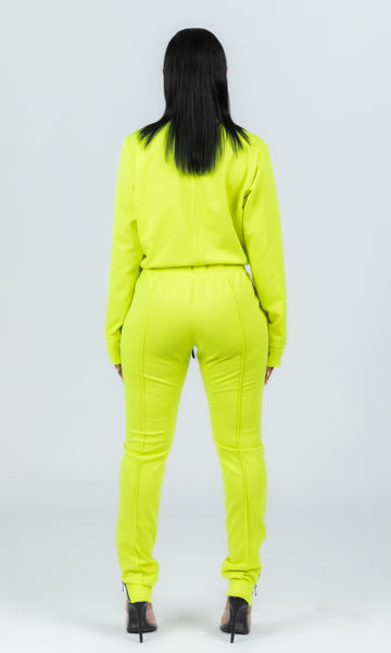 neon green sweatsuit