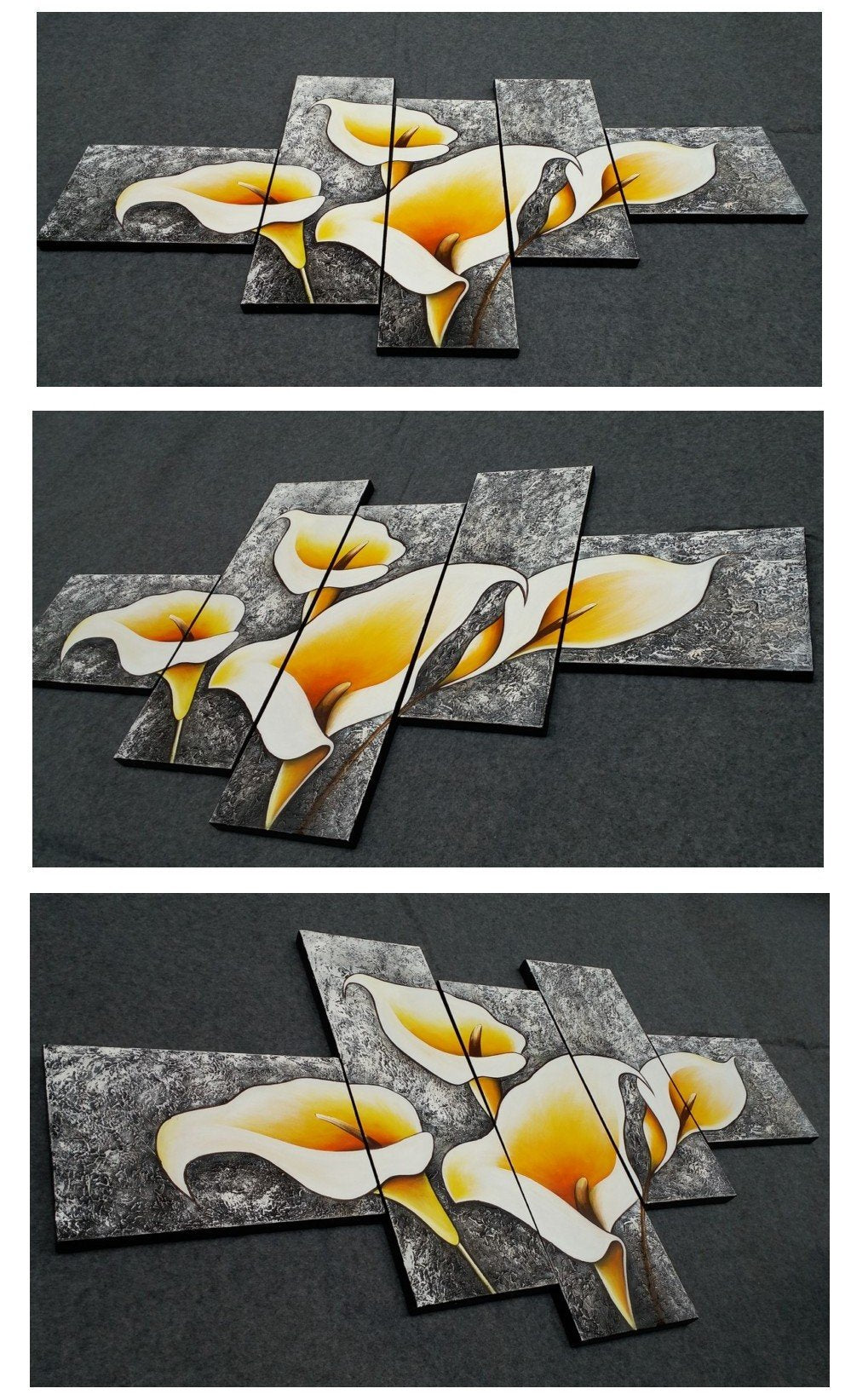 Calla Lilty Flower Painting, 5 Panel Canvas Painting