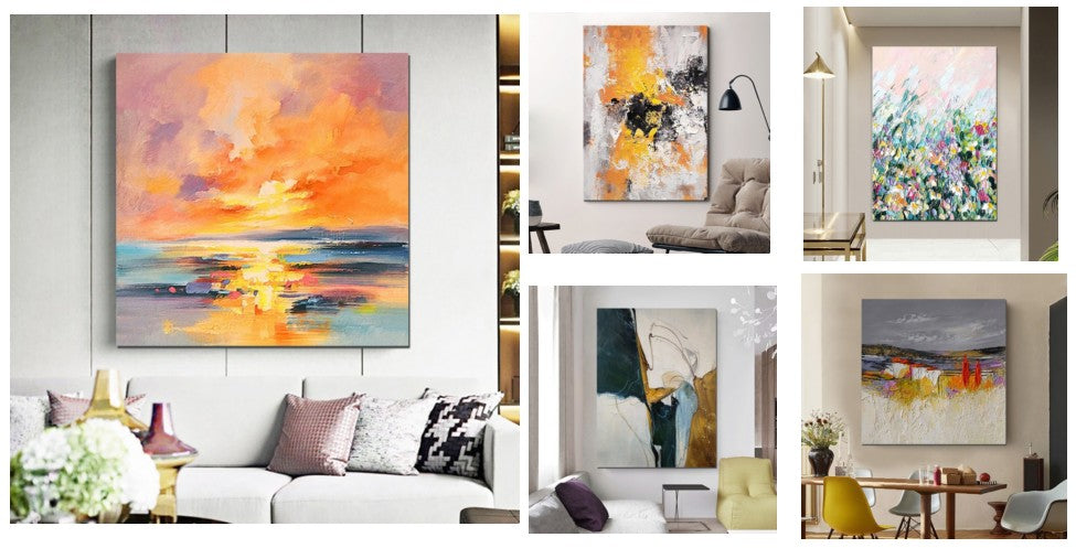 Abstract Acrylic Paintings for Living Room, Modern Contemporary