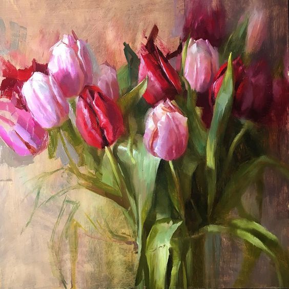 Tulip Flower Paintings, Still Life Painting, Acrylic Flower Paintings, Abstract Flower Paintings, Floral Paintings, Paintings for Bedroom