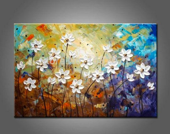 Flower Paintings, Texture Painting, Palette Knife Painting, Acrylic Flower Art, Wall Art Paintings