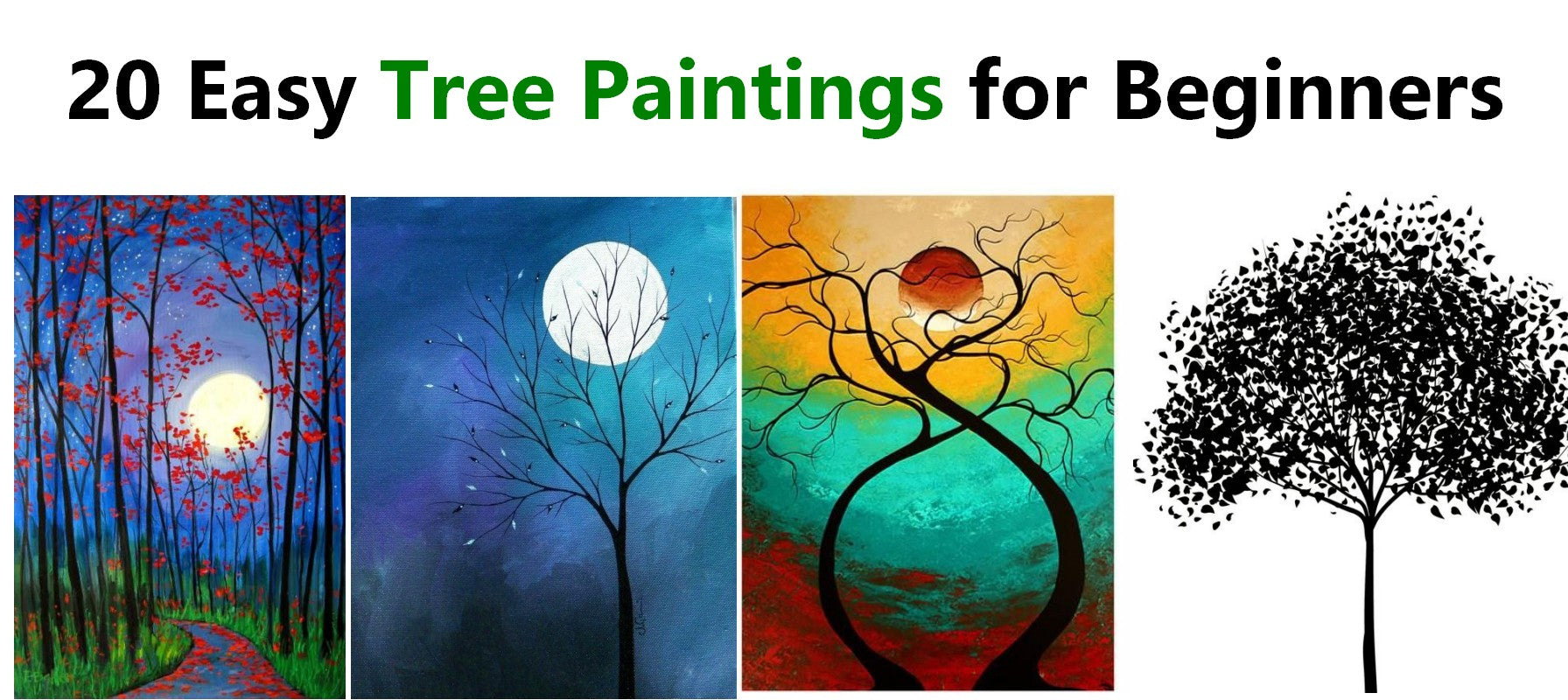 Blue Tree  Black & White Landscape Easy Painting for Beginners
