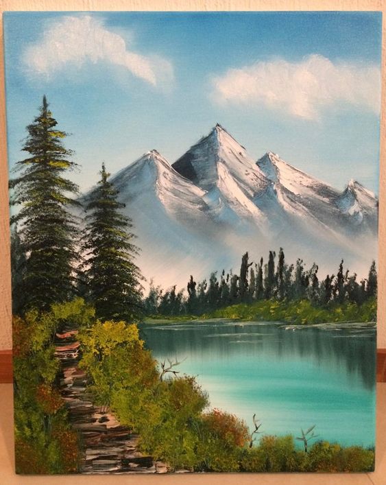 Easy Landscape Painting Ideas for Beginners, Mountain Landscape Paintings, Beautiful Landscape Paintings, Lake Paintings