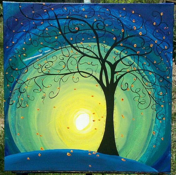 Easy Landscape Painting Ideas for Beginners, Tree Painting Ideas, Easy Landscape Painting Ideas, Tree of Life Painting