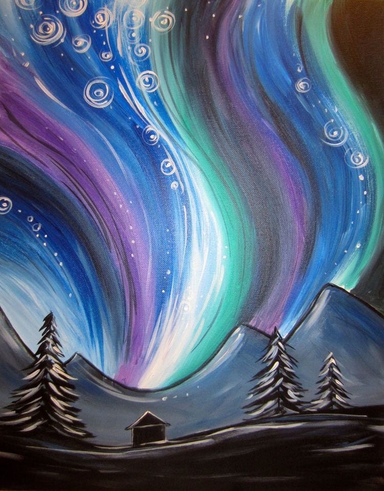 Night Sky Painting, Acrylic Landscape Paintings, Easy Landscape Paintings Ideas for Beginners