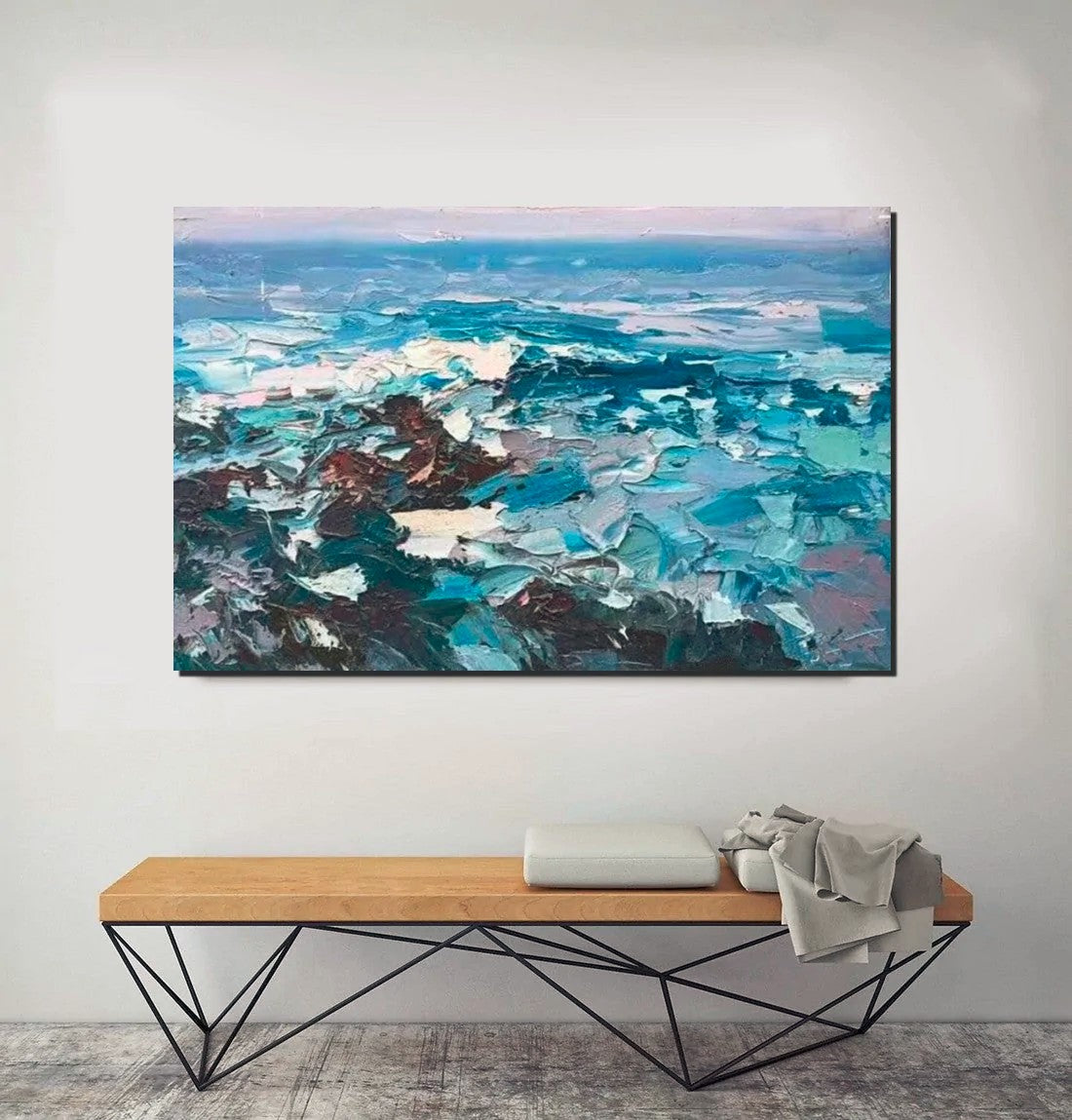 Landscape Canvas Paintings, Seascape Painting, Acrylic Paintings for Living Room, Abstract Landscape Paintings, Seascape Big Wave Painting, Heavy Texture Canvas Art