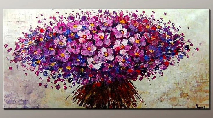Flower Painting, Acrylic Flower Painting, Abstract Flower Painting, Texture Paintings, Purple Flowers