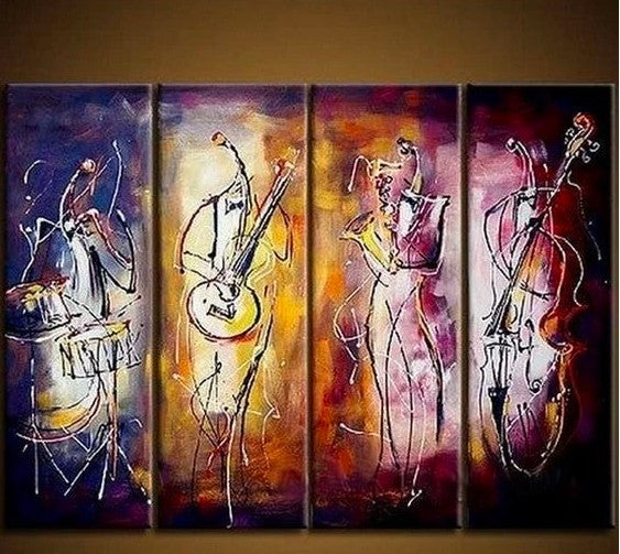 Music Player Painting, Extra Large Canvas Painting, Acrylic Artwork