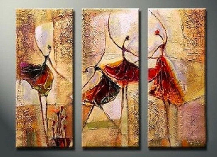 3 Piece Painting, 3 Piece Wall Art, 3 Piece Canvas Painting, Ballet Dancer Painting