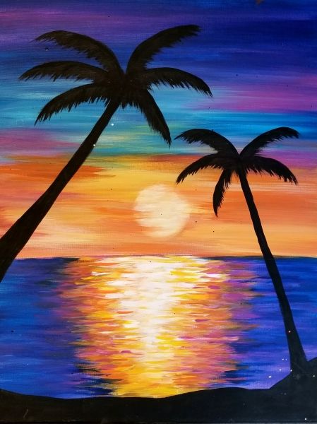 10 Acrylic Landscape Painting Ideas for Beginners - Sunset Landscape P