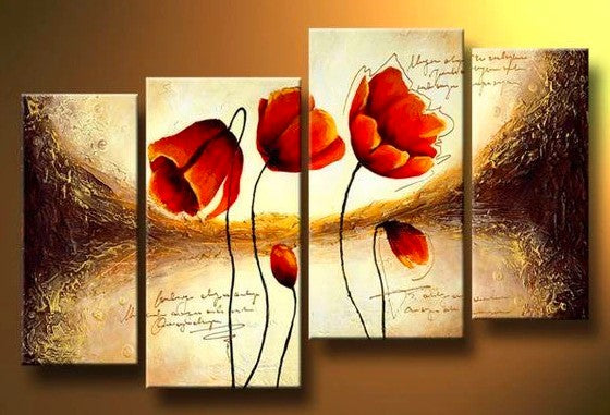 Tulip Flower Paintings, Acrylic Flower Painting, Abstract Flower Art, Bedroom Wall Art