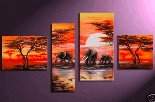 African Painting, Extra Large Painting for Living Room, Landscape Painting, Living Room Wall Paintings, Sunrise Painting